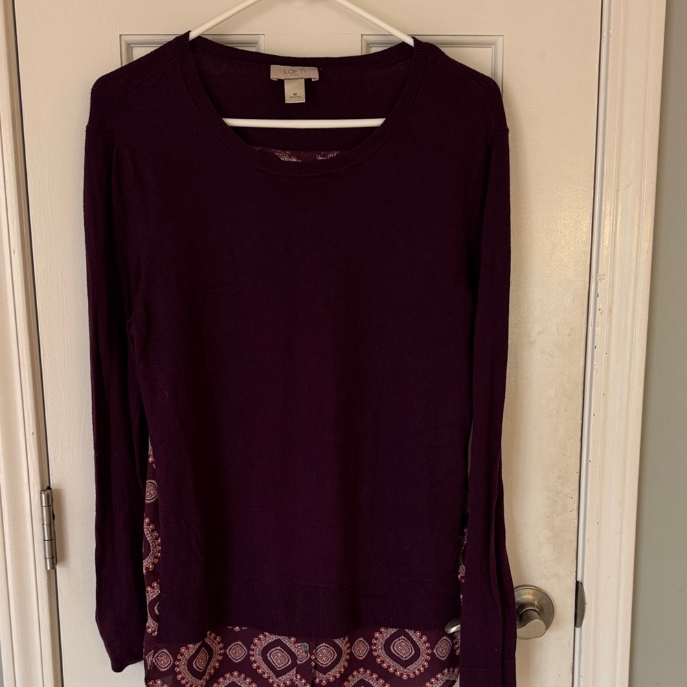 LOFT Plum Long Sleeve Blouse